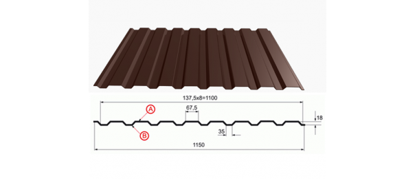 Профнастил коричневый оцинкованный  RAL 8017 С-20 купить недорого в Дубне