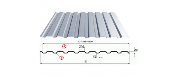Профнастил оцинкованный С-20 1100x3000 купить недорого в Дубне